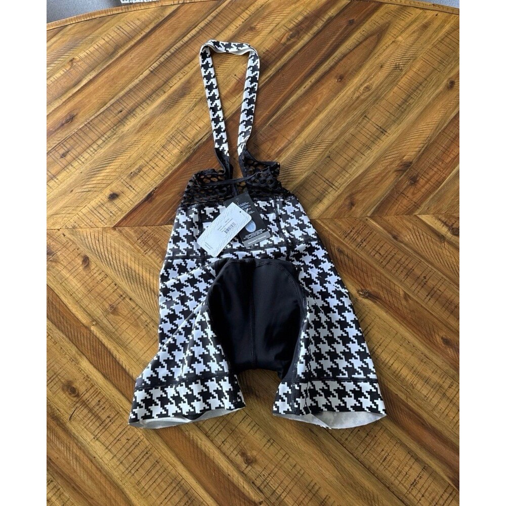 SheBeest Petunia Bib Shorts Women’s Small NWT Houndstooth Cycling Bike Padded - Picture 3 of 5